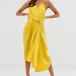 ASOS DESIGN minimal drape midi dress in satin